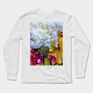 Bouquet of White, Yellow, Pink, Purple and Green Flowers - Beautiful Floral Photo Long Sleeve T-Shirt